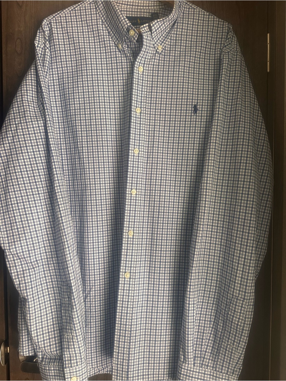 Ralph Lauren White and Blue Checked Button-Down Shirt Size XXL - Picture 3 of 7